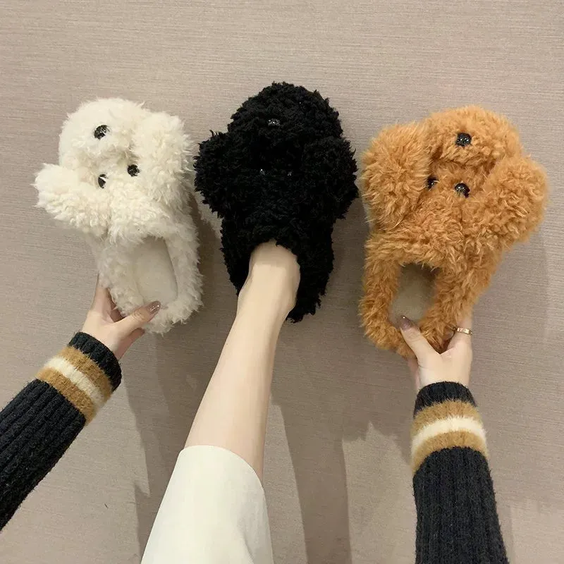 doggy Wool Slippers for Women