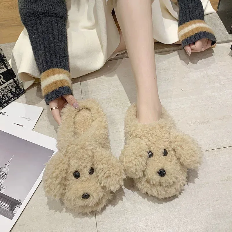 doggy Wool Slippers for Women