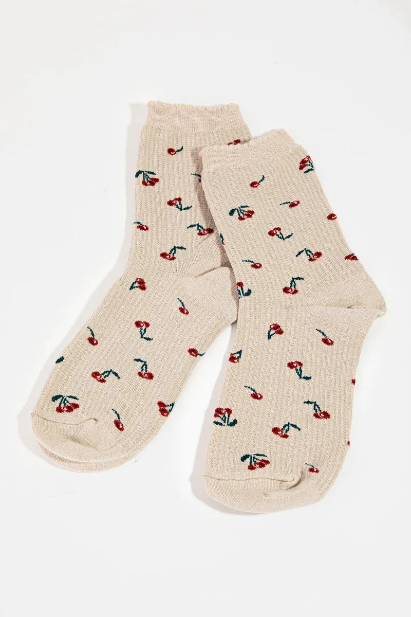 Embroidery Ankle Socks with Stylish Prints (Various Colors)