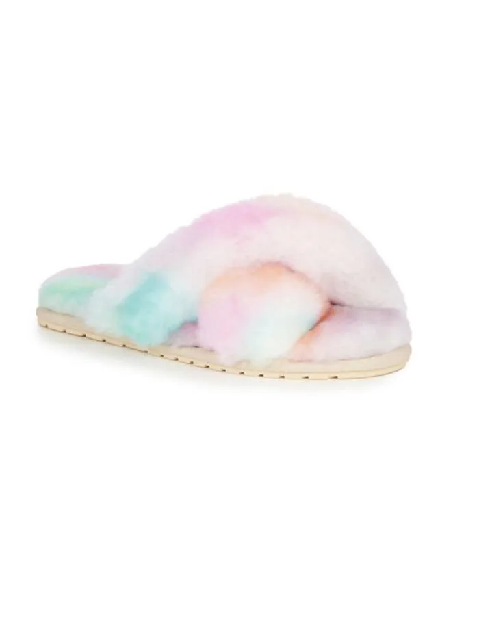 Emu Australia T Mayberry Tie Dye Sheepskin Slippers Fairy Floss W12655