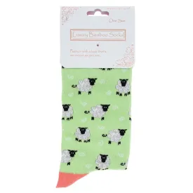 Equilibrium 4/6 Sage Cute Sheep Bamboo Socks