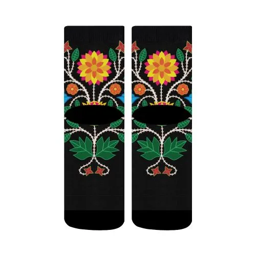 Floral Beadwork-03 Crew Socks