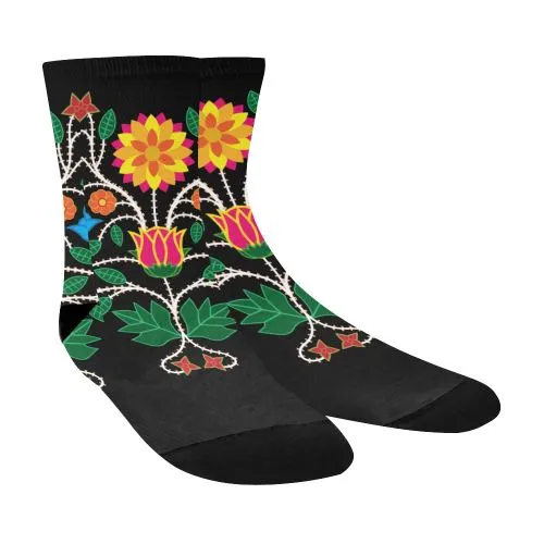 Floral Beadwork-03 Crew Socks