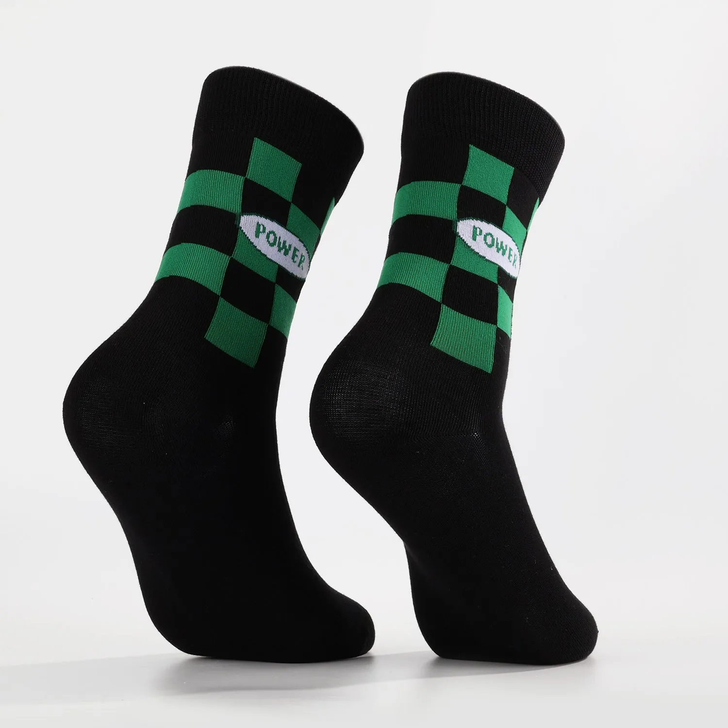 Green Power Grid Socks