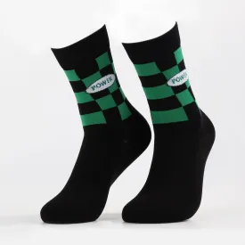 Green Power Grid Socks