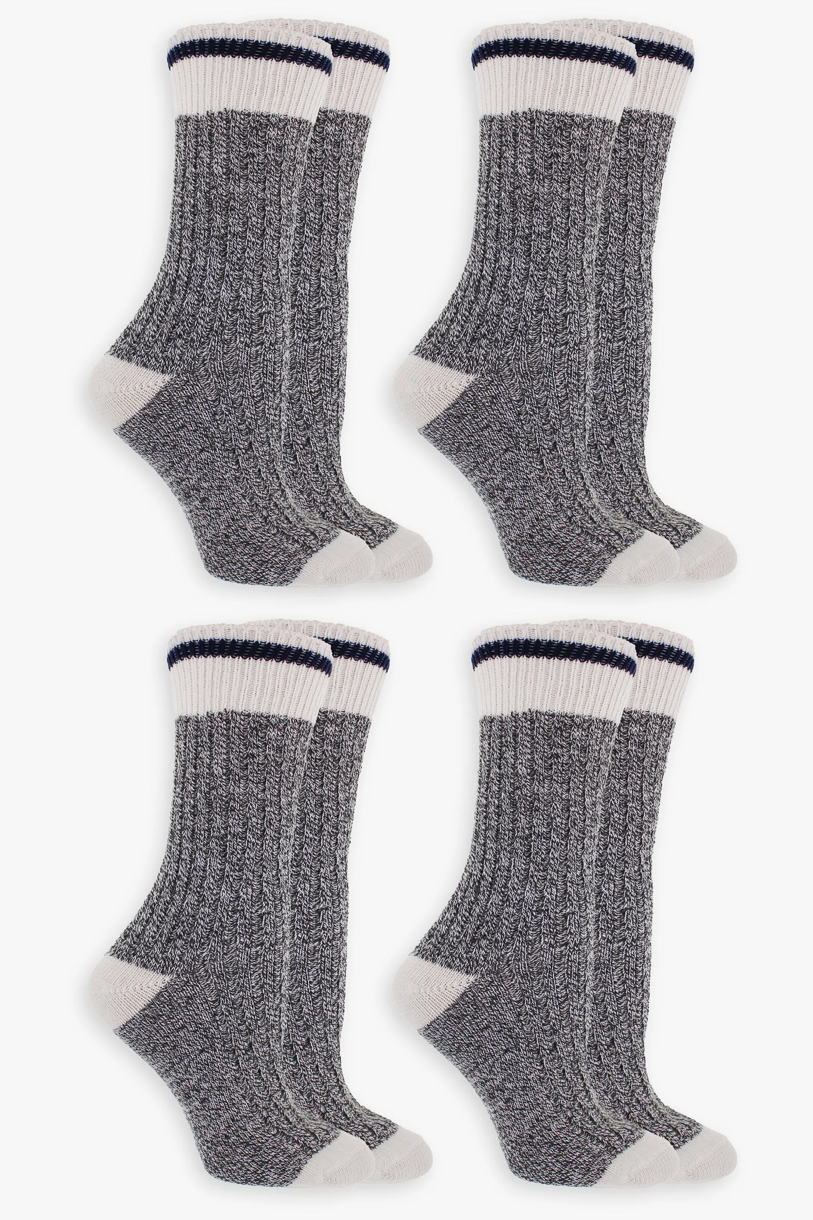 Grey & Navy Ladies Boot Socks