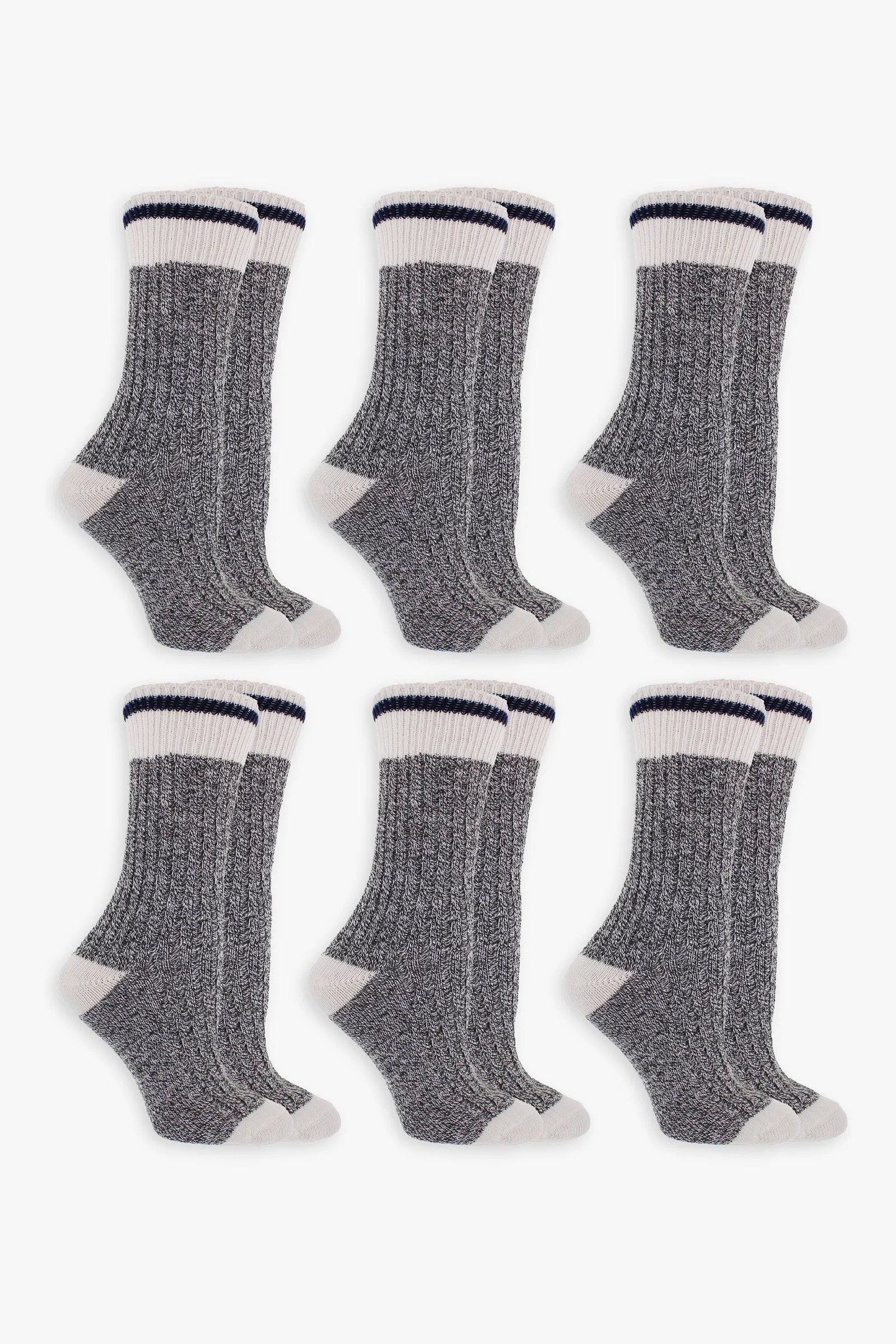 Grey & Navy Ladies Boot Socks