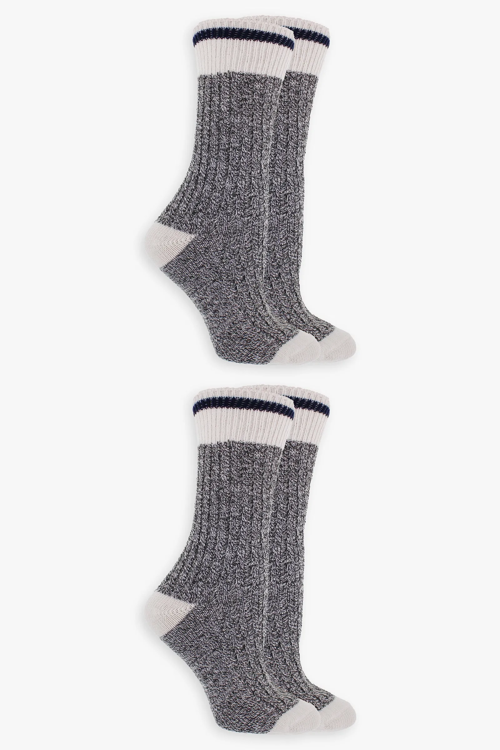 Grey & Navy Ladies Boot Socks