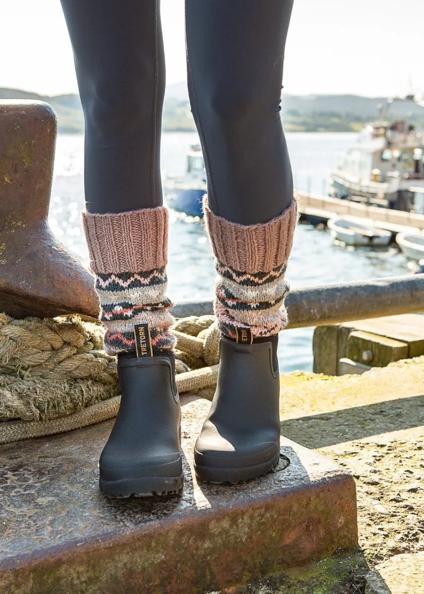 Hand-knit Fair Isle Chunky Socks - Dusty Mauve