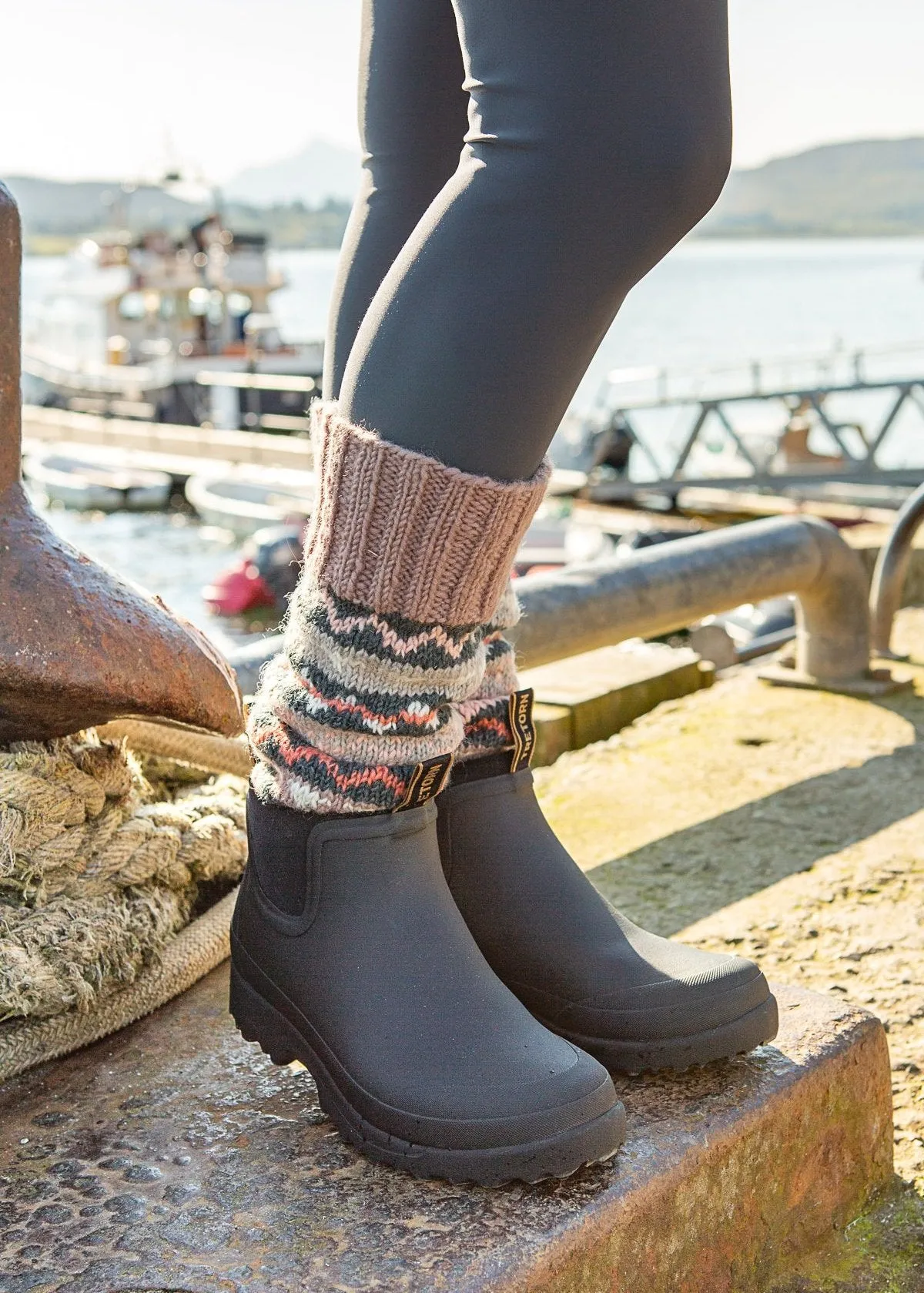 Hand-knit Fair Isle Chunky Socks - Dusty Mauve