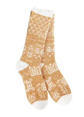 Holiday Cozy Crew Socks (Gingerbread Cottage)