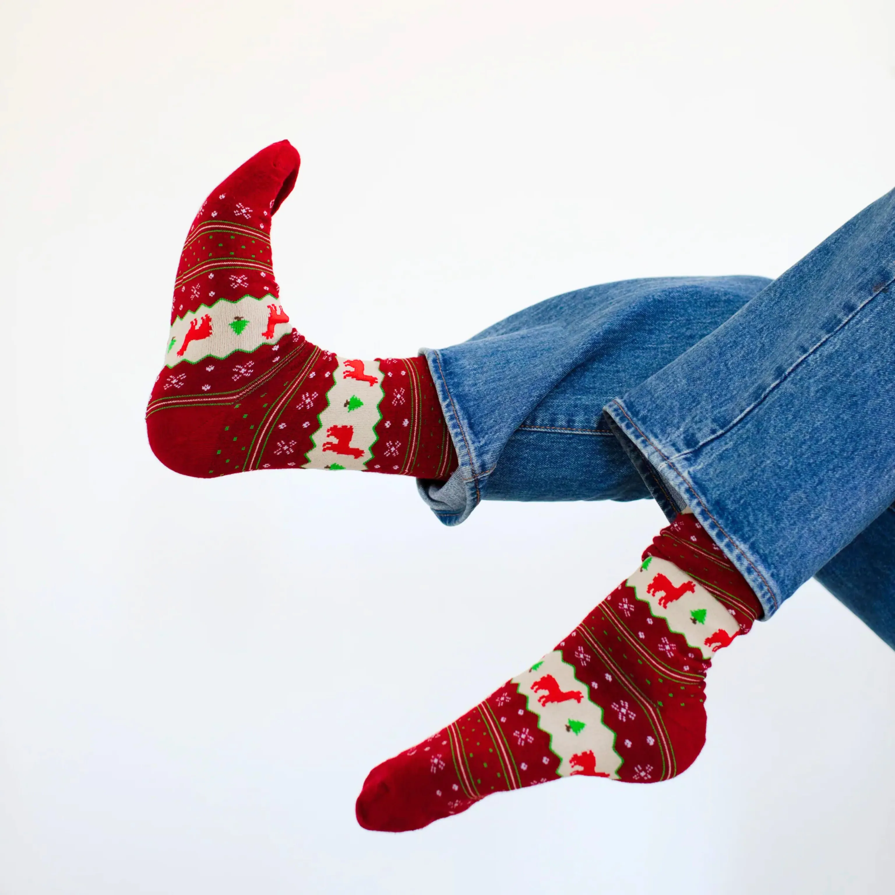 Holiday Stripe Alpaca Socks - Red