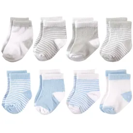 Hudson Baby Cotton Rich Newborn and Terry Socks, Light Blue Gray