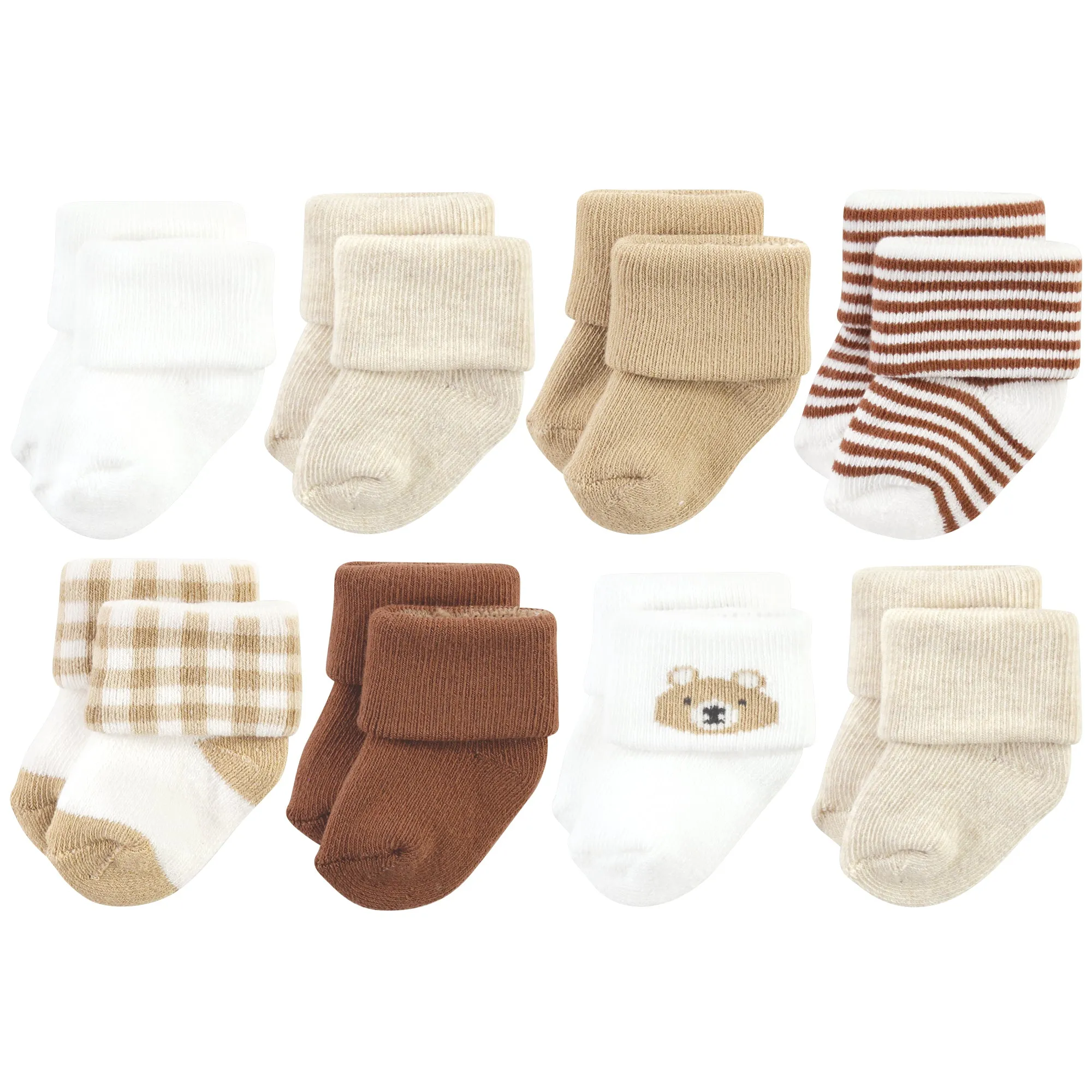 Hudson Baby Cotton Rich Newborn and Terry Socks, Teddy Bear