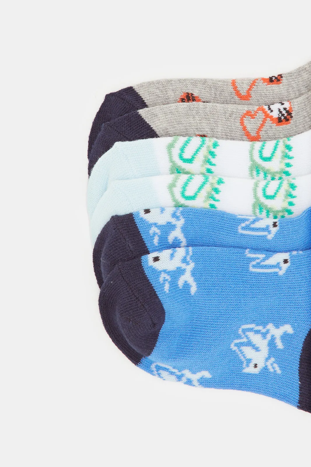 Infant Boys Assorted Print Ankle Socks (Pack of 3)