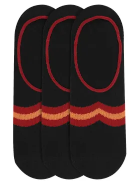 JUMP USA Women's Cotton Shoe Liner Socks (Black,Red,Orange, Free Size) Pack of 3