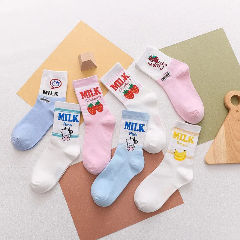 Kawaii Fruit and Milk Socks