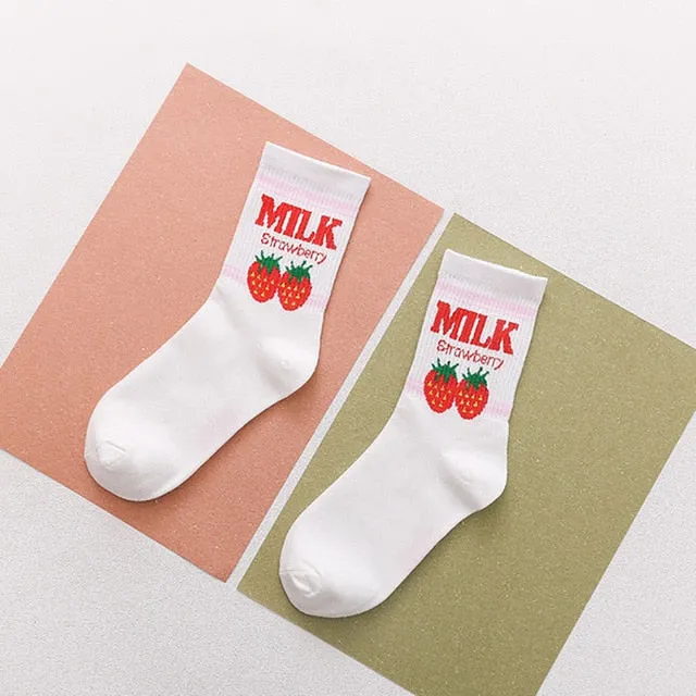 Kawaii Fruit and Milk Socks