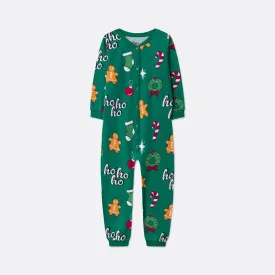 Kids' Green Hohoho Overall Christmas Pyjamas