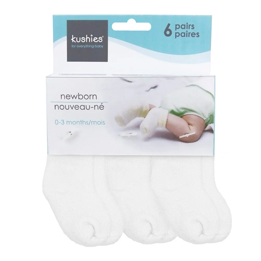 Kushies 6-Pack Terry Newborn Socks