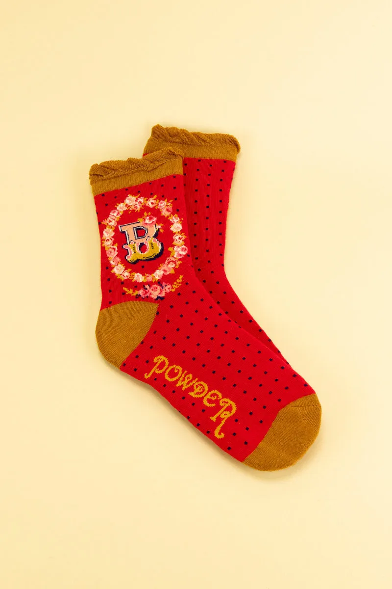 Ladies Initial Socks - B