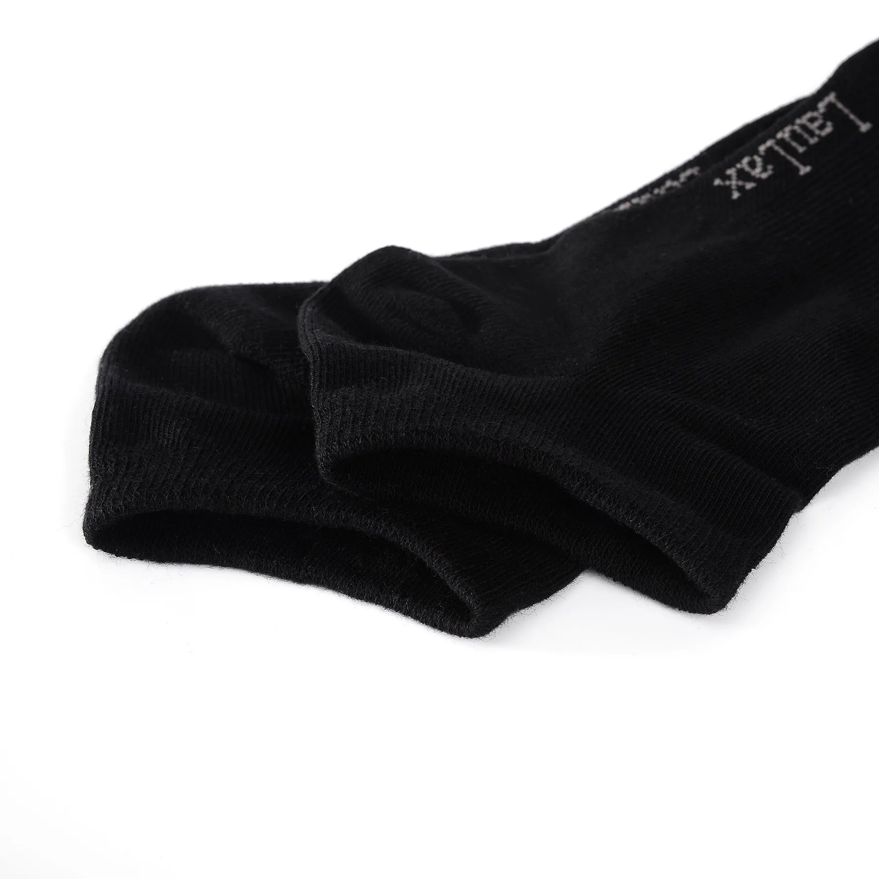 Laulax 6 Pairs Finest Combed Cotton Trainer Socks, Black, Size UK 9 - 11 / Europ 43 - 46, Gift bag with socks wash bag