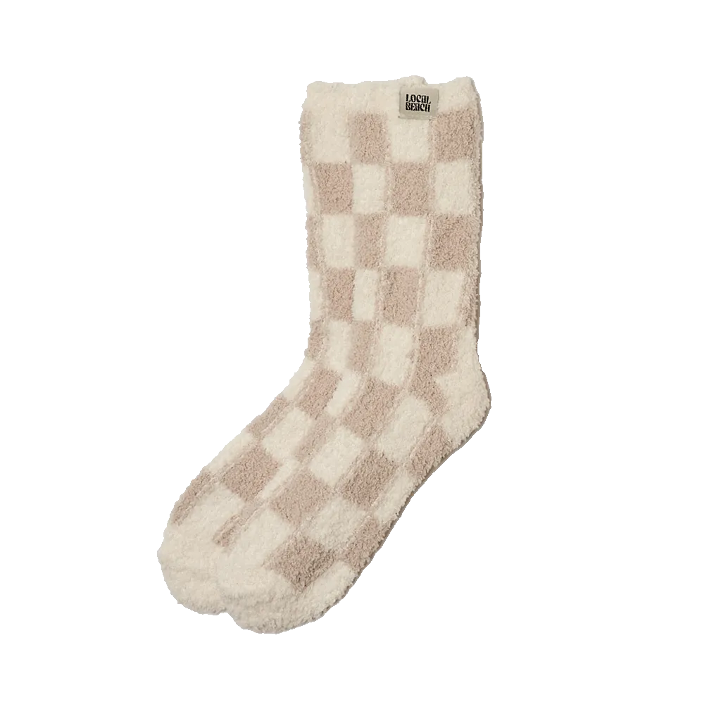 Local Beach Checker Cozy Socks - SAND