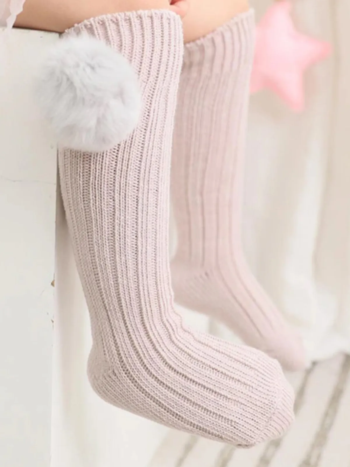 Love Cozy Days Knee-High Pompom Socks