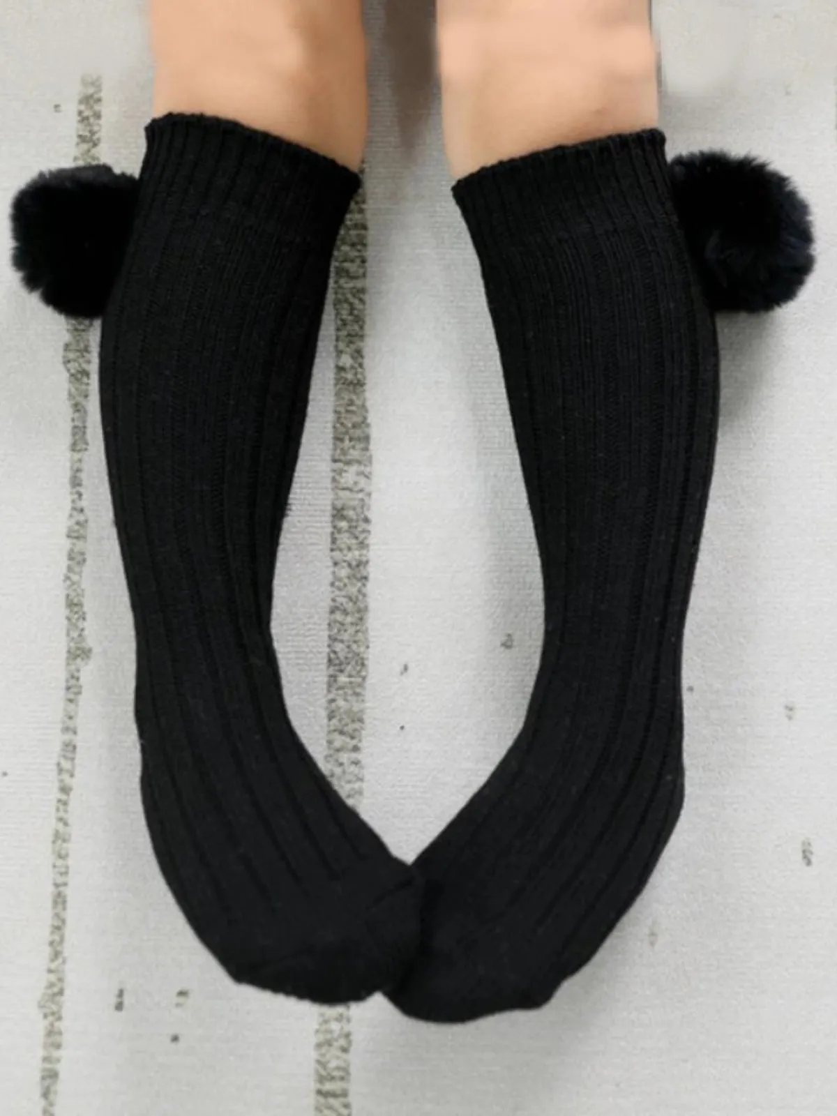 Love Cozy Days Knee-High Pompom Socks