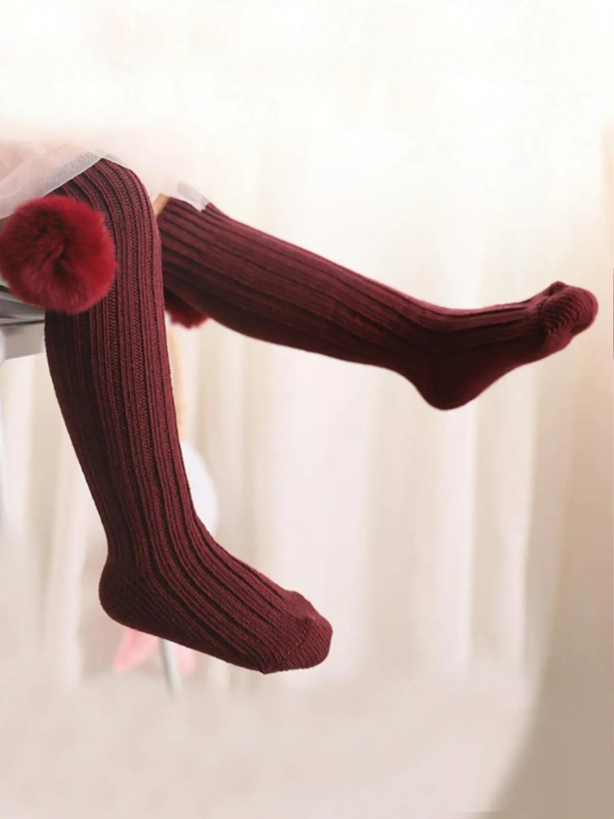 Love Cozy Days Knee-High Pompom Socks