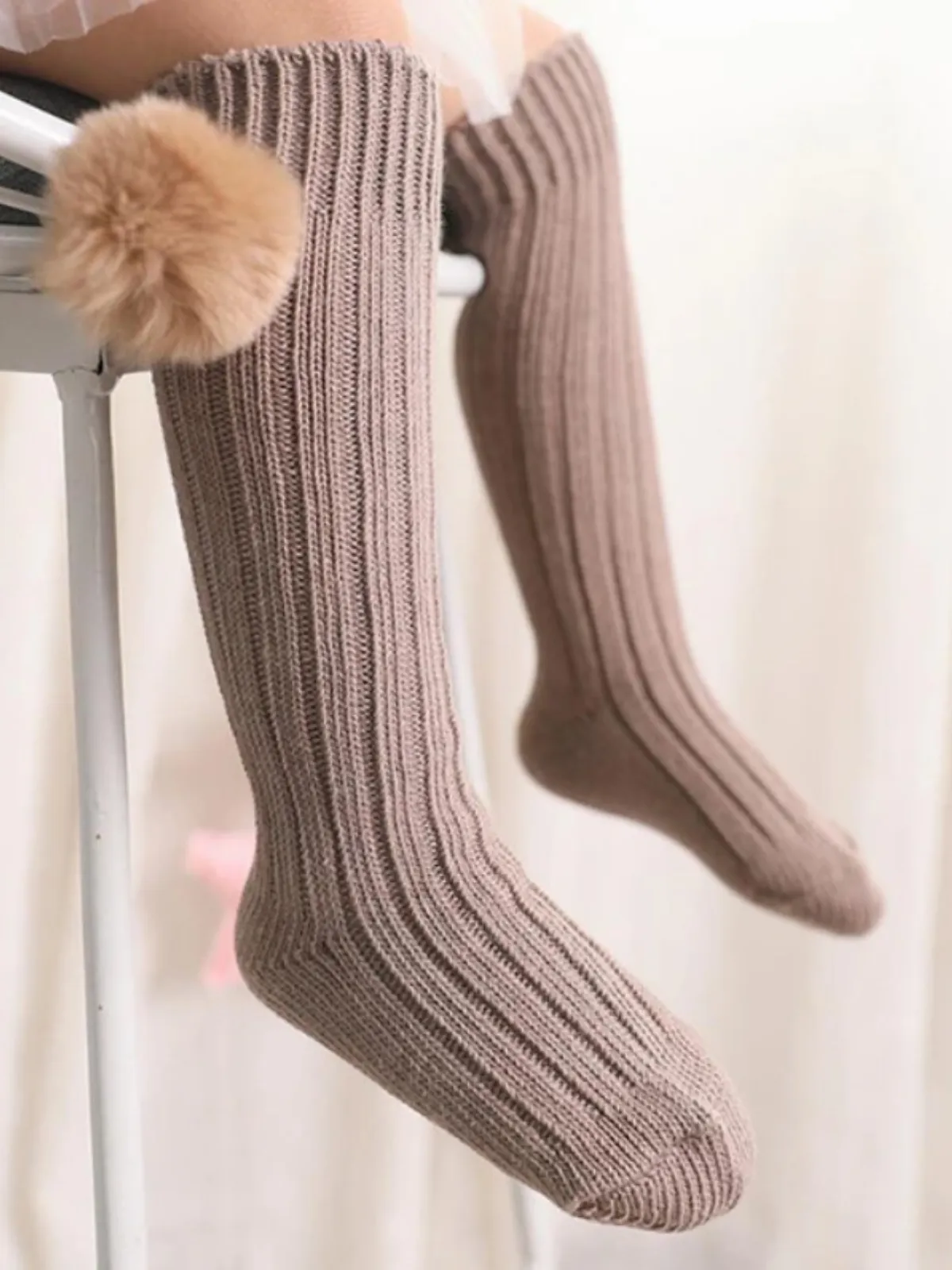 Love Cozy Days Knee-High Pompom Socks