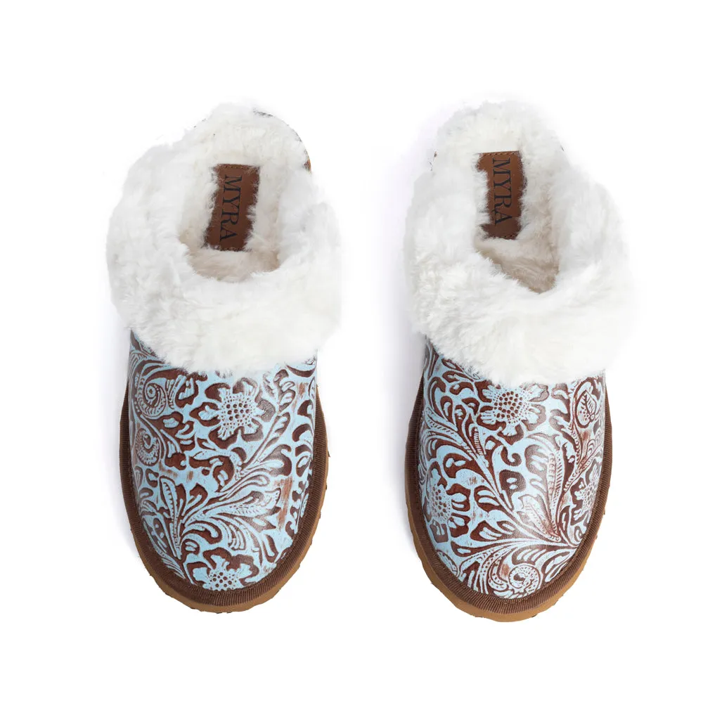 Marta Turquoise Leather Lined Slippers