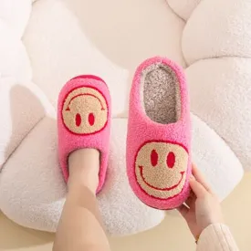 Melody Dark Pink Smiley Face Slippers