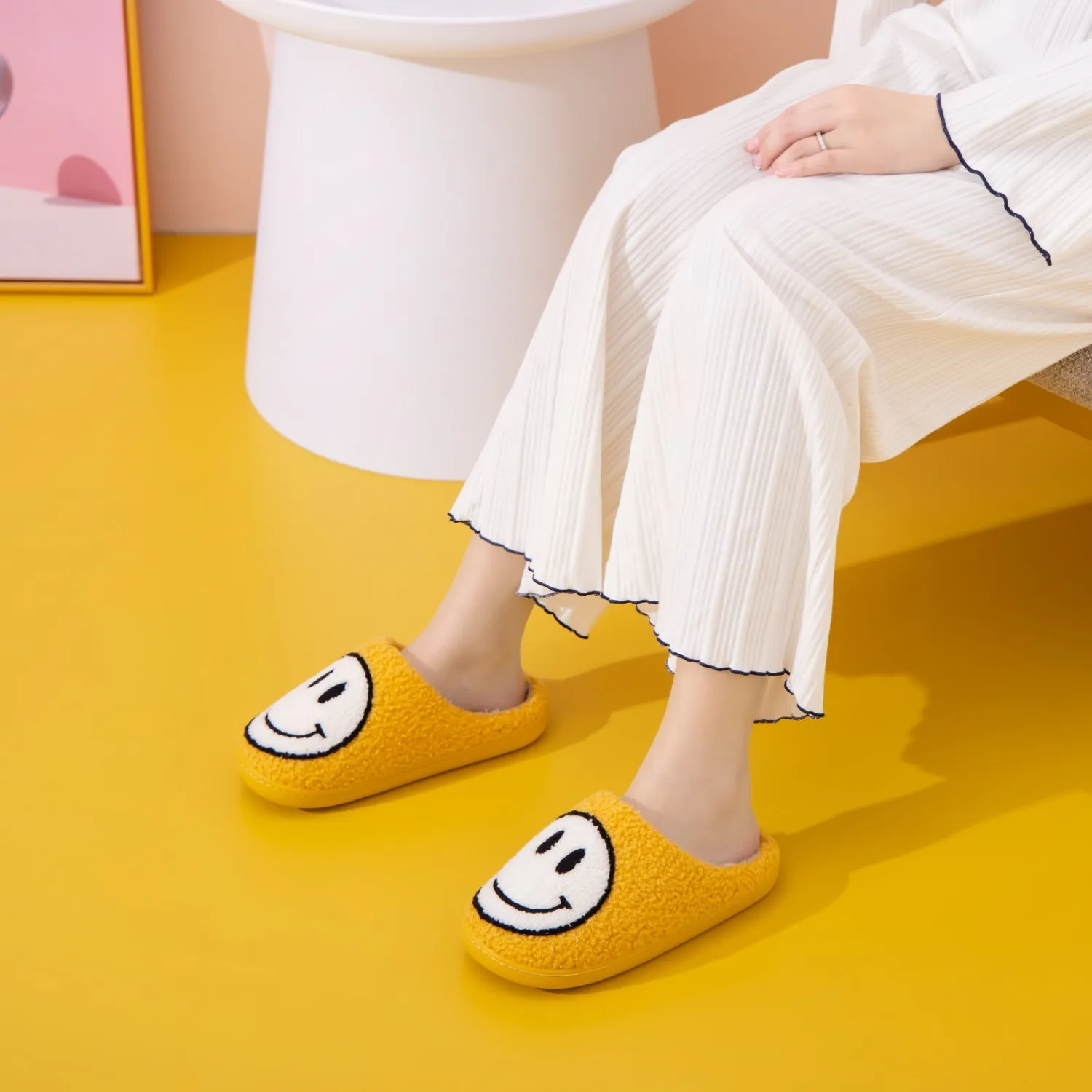 Melody Smiley Face Yellow Slippers