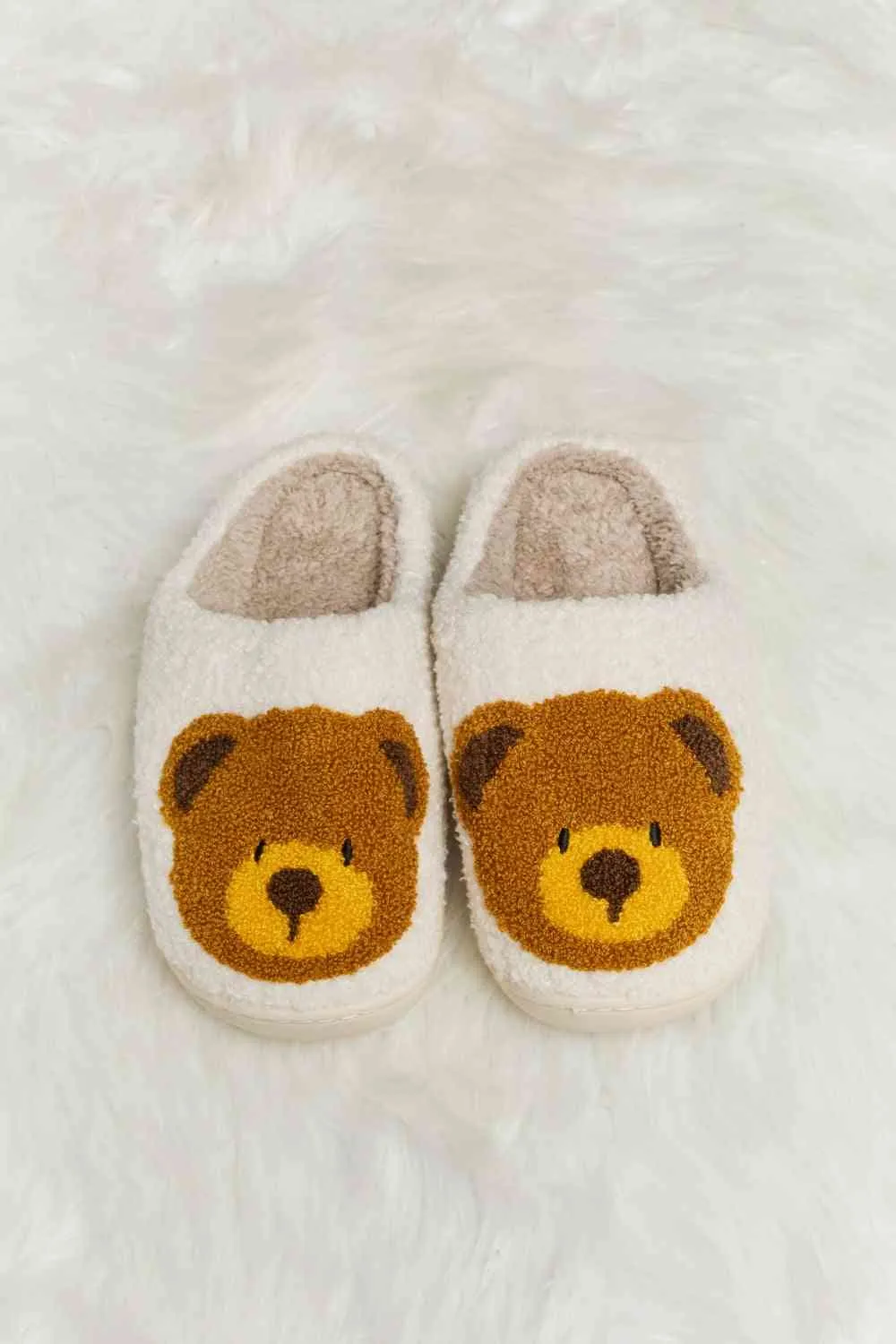 Melody Teddy Bear Print Plush Slide Slippers - 6 Colors