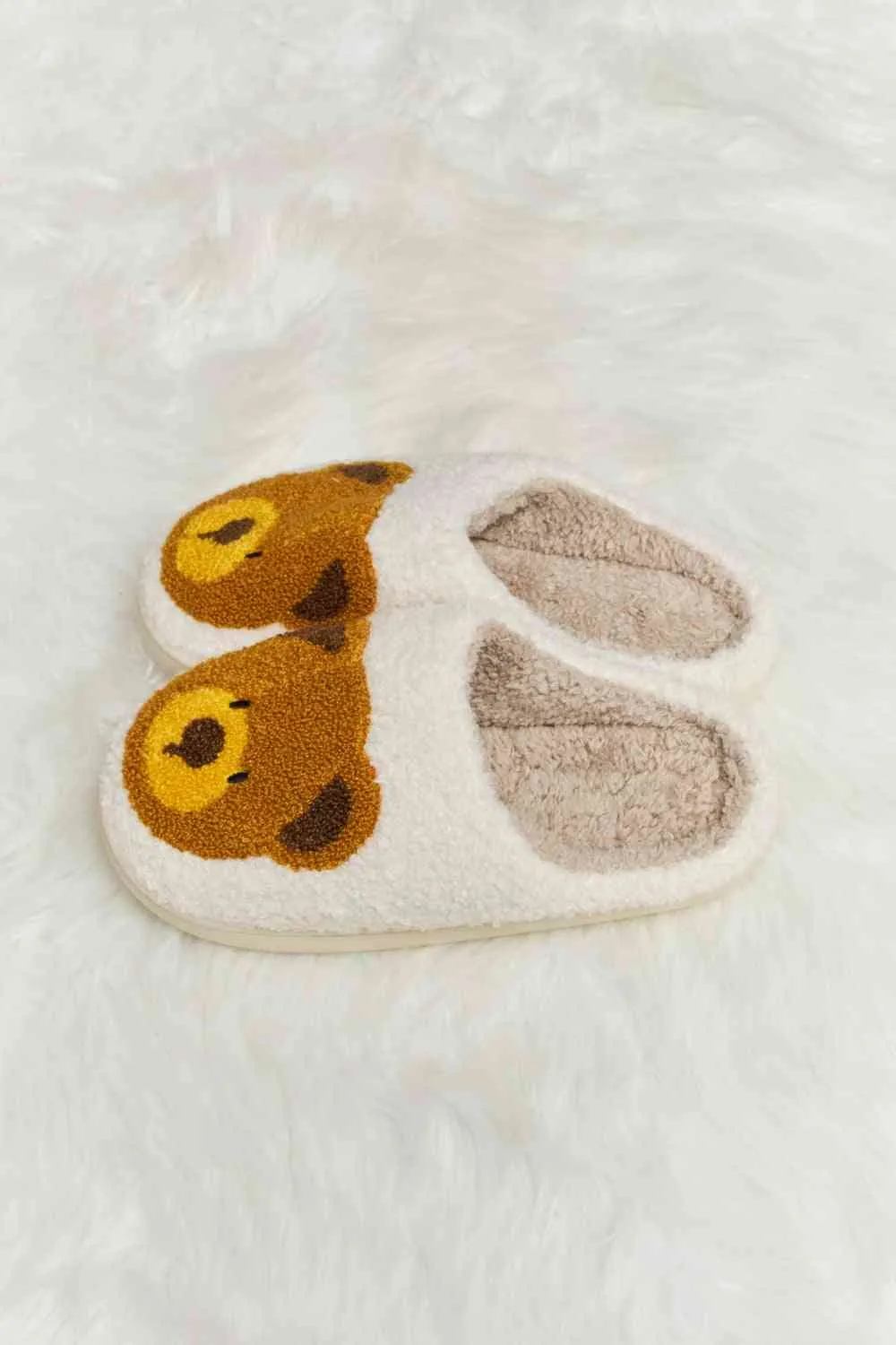 Melody Teddy Bear Print Plush Slide Slippers - 6 Colors