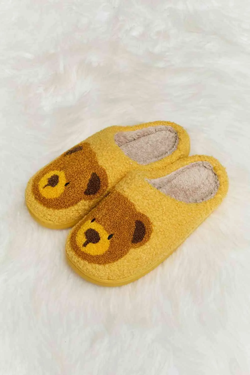 Melody Teddy Bear Print Plush Slide Slippers - 6 Colors