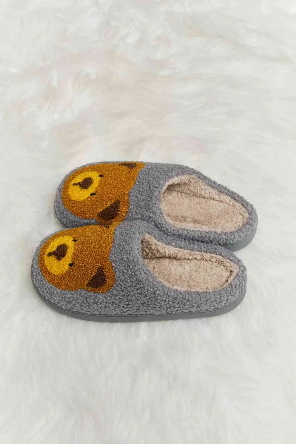 Melody Teddy Bear Print Plush Slide Slippers - 6 Colors