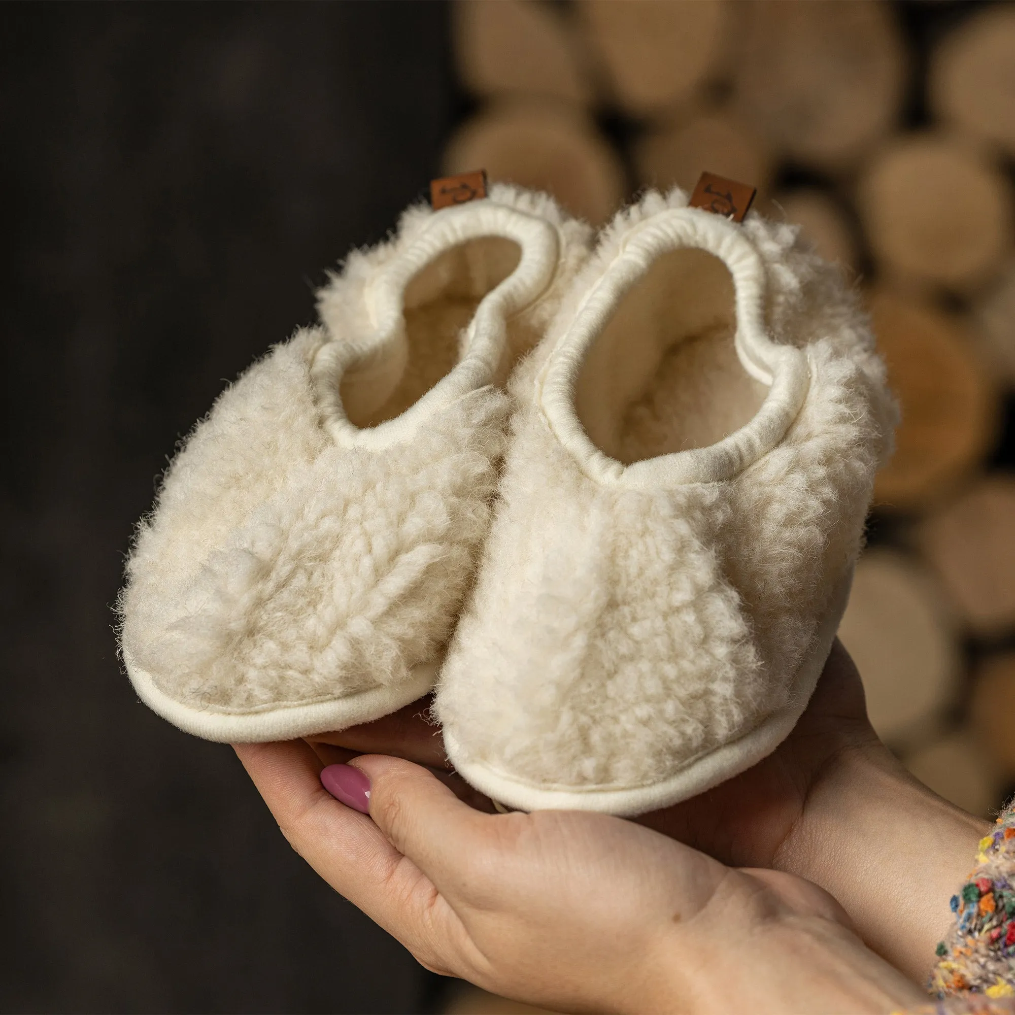 MENIQUE Fleece Ballerina Slippers Natural