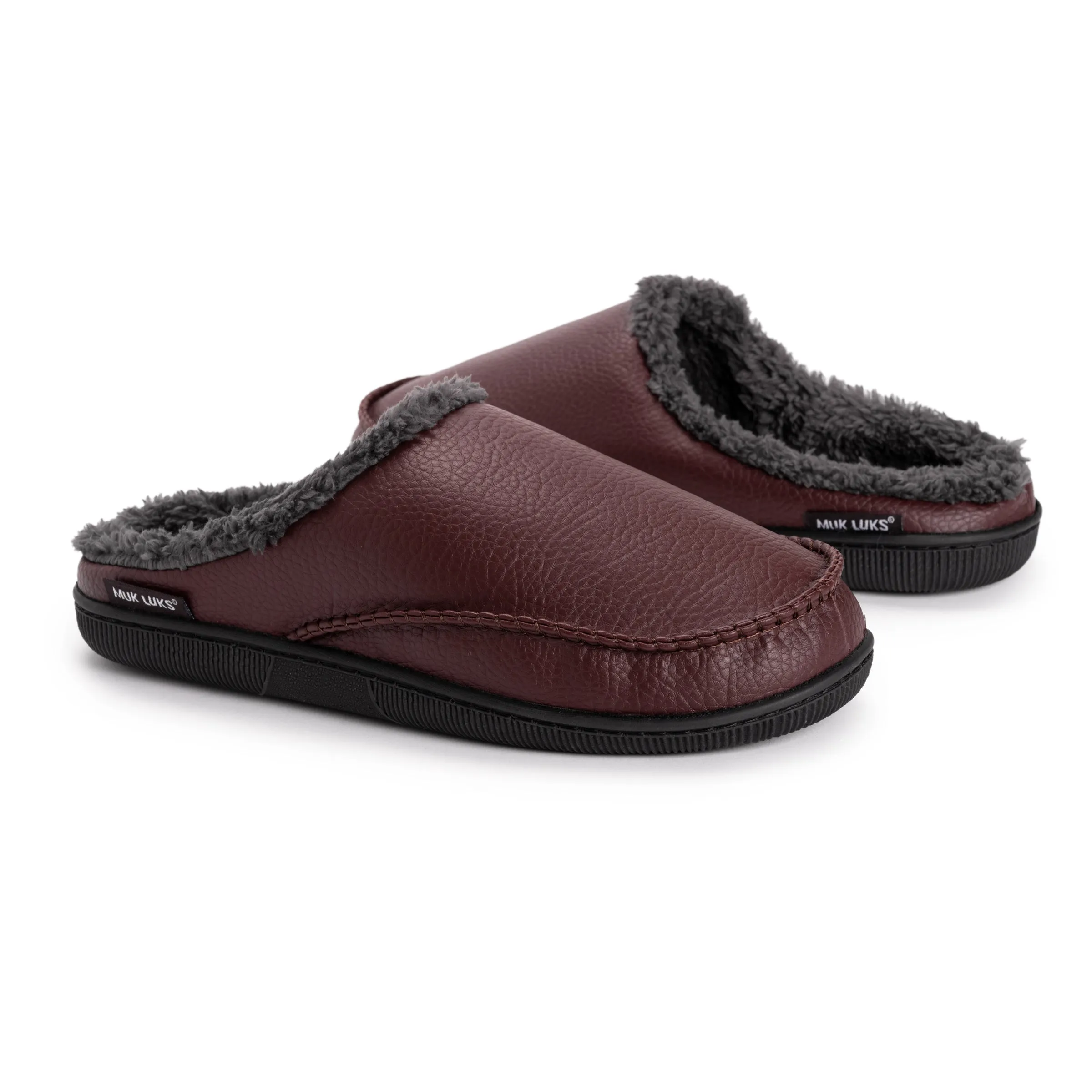 Men's Faux Leather Clog Slippers