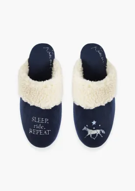 Midnight Horses Slippers | Navy