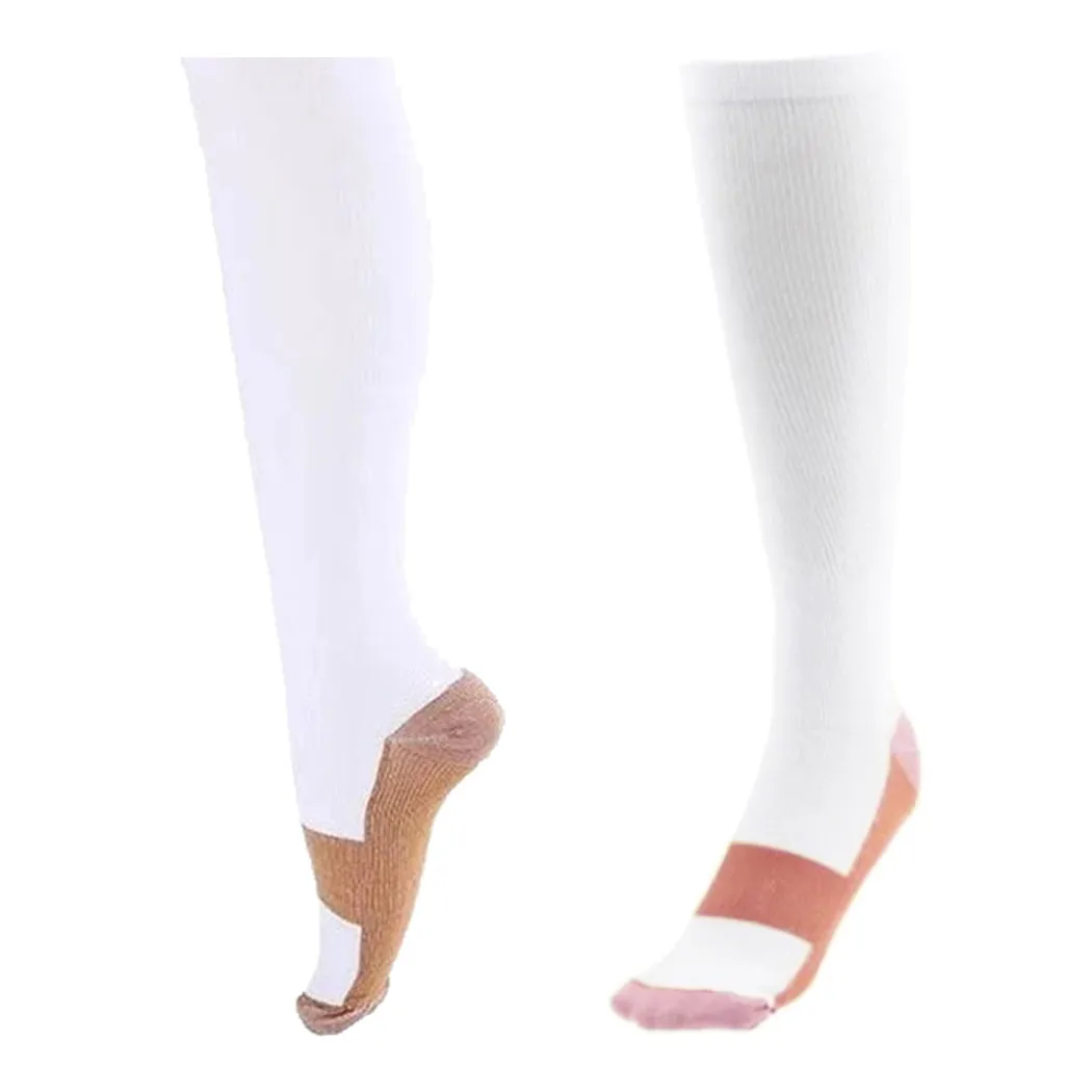 Miracle Copper Compression Socks - Large/Extra Large in White (Two Pack)