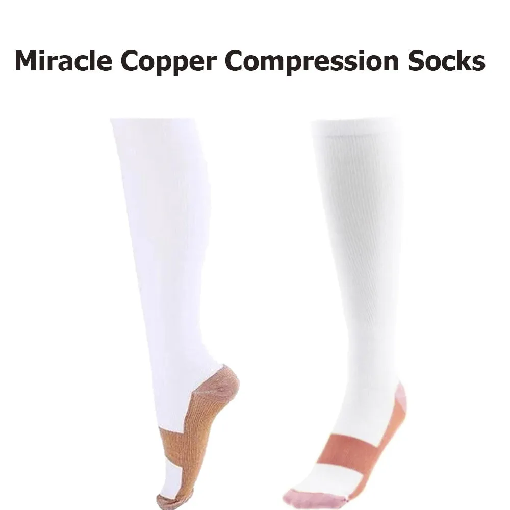 Miracle Copper Compression Socks - Large/Extra Large in White (Two Pack)