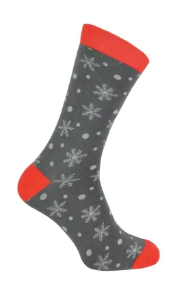 Mr Heron - Christmas Socks (6-11 / Grey Snowflakes)