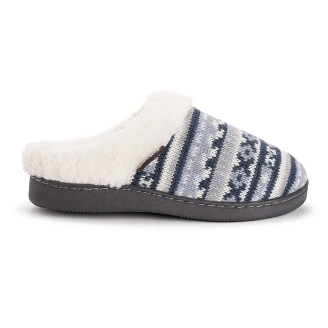 MUK LUKS Women's Clog Slippers, Blue & Grey