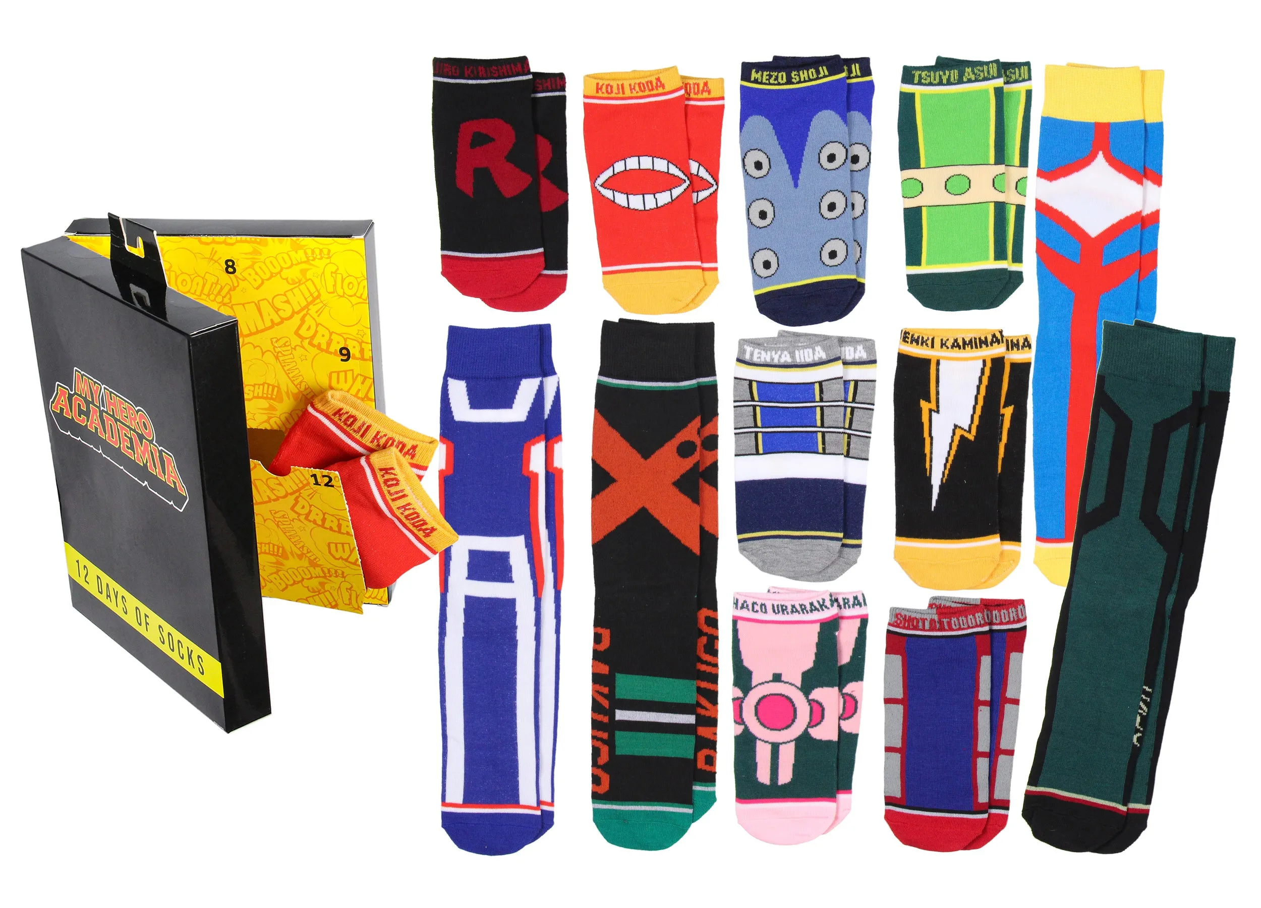 My Hero Academia Men's 12 Days Of Socks Crew and Ankle Mix and Match Gift Set