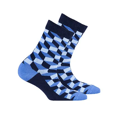 Navy Block Kids Crew Socks