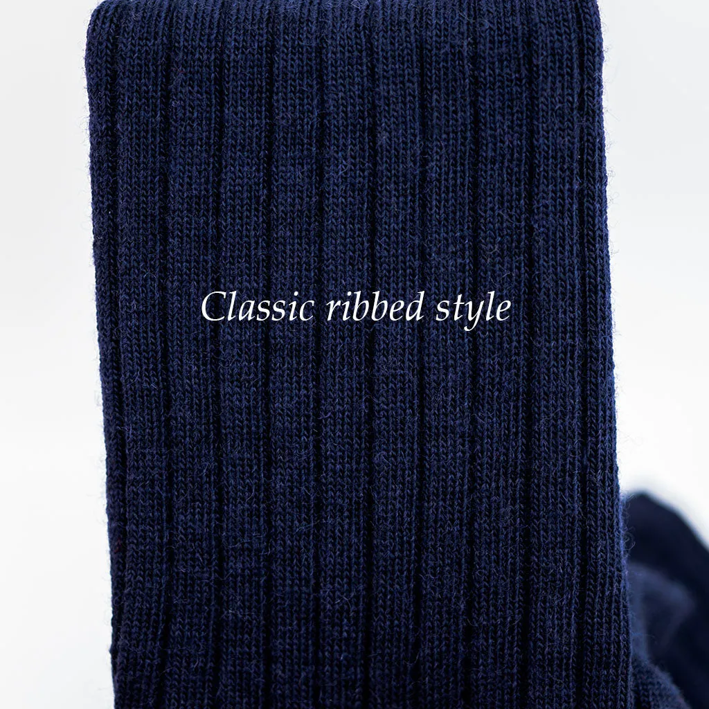 Navy Merino Wool Mid Calf Dress Socks