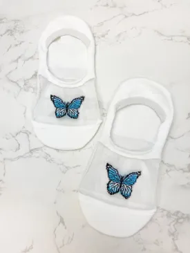 No Show Butterfly Socks - White