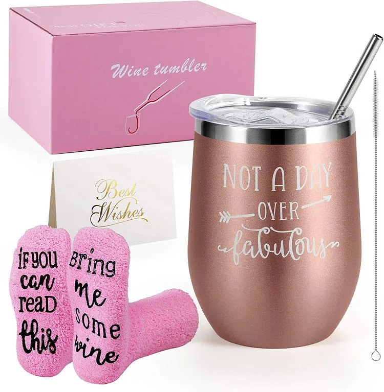 Not a Day Over Fabulous Wine Tumbler Gift Set